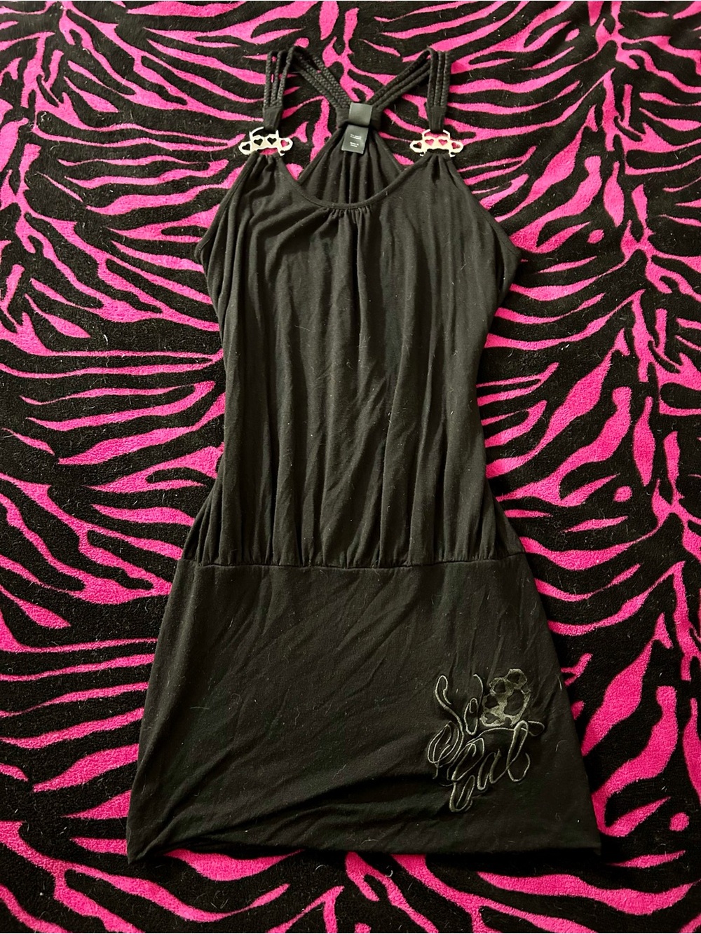 Y2K grunge goth rare vintage SoCal Brass Knuckle hardware mini Dress
